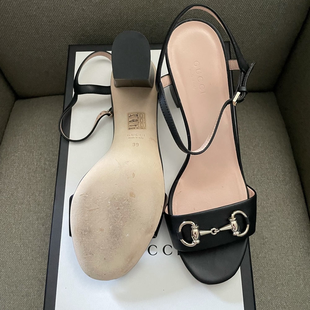 Gucci Black Horsebit Heel Sandals Authentic - Picture 8 of 14